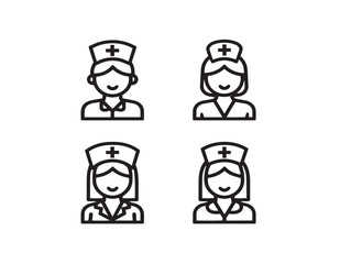 Clean vector illustrations of assorted nurse icons
