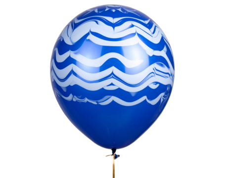 Blue and White Balloon with Swirling Pattern, Front View, Transparent Background - Powered by Adobe
