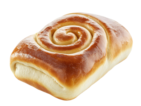 A imaga of a frozen classic oblong flat honey bun with one swirl. on white background - png