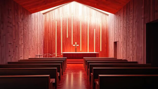 Red-toned chapel interior