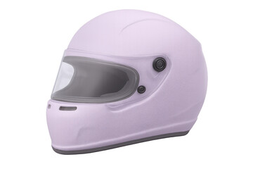 Lavender racing helmet ensuring safety on transparent background, perfect for projects related to motorsports, protection, and speed