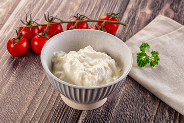 Italian delicous stracciatella young soft cheese