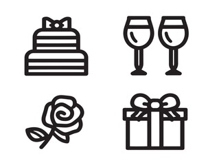 Assorted wedding symbols in elegant clean vector design