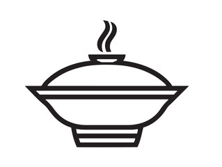 Spicy Sichuan hot pot icon in outlined vector format