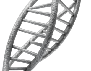 Gray DNA Helix with Detailed Strands, Front View, Transparent Background