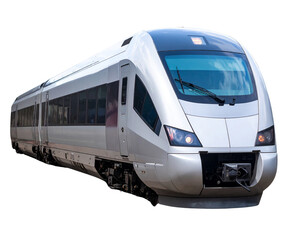 Naklejka premium Modern Passenger Train, Front View, Transparent Background