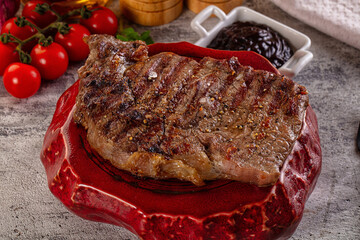Grilled rib eye beef steak