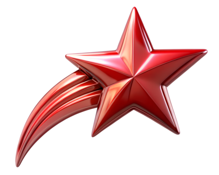red star with long tail isolated on white background. PNG Transparent file type with high definition quality And vibrant color grading Available.