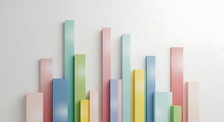 Colorful bar graph showing financial market growth with upward-trending arrows