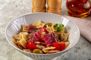 Pasta Farfalle with fresh Tuna fish