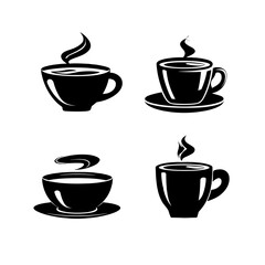 Coffee cup set, illustrations.