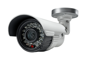 Surveillance camera installation urban area product security isolated on transparent background, png