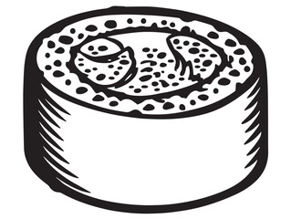 Tasty salmon roll sushi icon in clean vector format