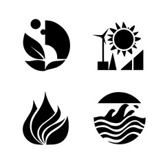 Fototapeta premium The Four Elements represented by illustrated symbolic icons.