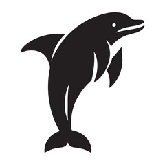 Fototapeta premium Graceful dolphin leaping in the ocean a distinctive silhouette design
