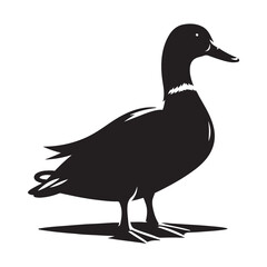 Elegant silhouette of a graceful duck in flight vector design