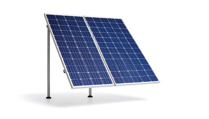 Dual solar panel system on adjustable stand, angled for optimal sun exposure