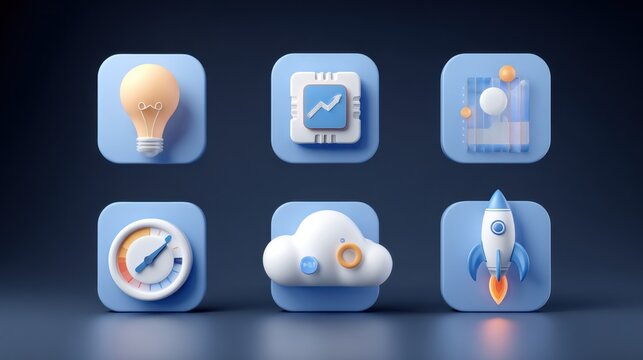 blue app icons design growth concept