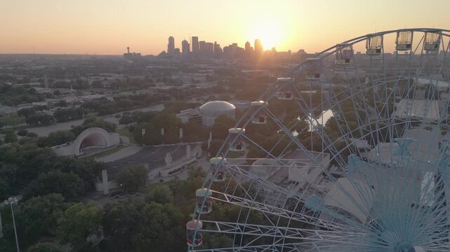 Dallas Skyline from Texas State Fair at Sunset