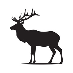 Majestic elk silhouette standing proudly in a natural landscape silhouette