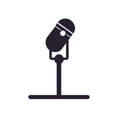 Vintage Microphone Icon on Stand Silhouette