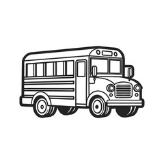 School Bus Line Art Isolated on White Background – Vector Outline Icon for Education, Transport, and Back to School Design