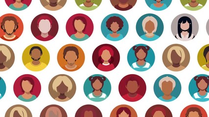 Colorful and diverse avatars representing various identities for virtual platforms, presentations, or design projects promoting inclusivity and diversity loop - Powered by Adobe