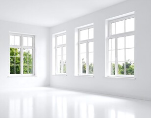 Obraz premium Empty white room with large windows