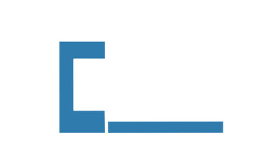 Abstract blue geometric shape isolated on white background