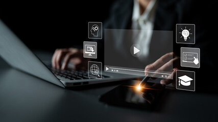 Fototapeta premium Customer centric review and rating system supports product review, digital rating concept, and customer give good trust by visualizing people choice through stars and feedback content technology Latch