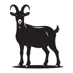 Artistic black silhouette of a standing goat perfect for farm or nature designs silhouette