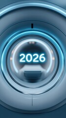 Futuristic glowing 2026 embedded in mri machine ring design for innovative technology concepts