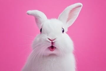 Obraz premium Shocked white rabbit with long ears