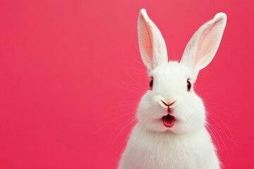 Obraz premium Shocked white rabbit with long ears