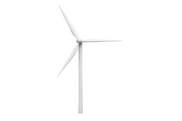Wind Turbine Isolated on Transparent Background PNG (Single Unit Renewable Energy Generator)
