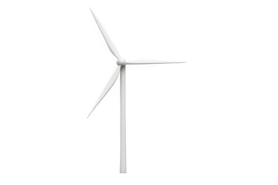 Wind Turbine Isolated on Transparent Background PNG (Single Unit Renewable Energy Generator)

