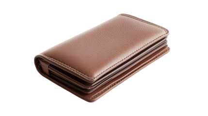 Brown checkbook wallet isolated against a white background  png
