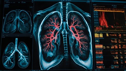 Human Lungs X-ray Scan Medical Diagnostic Imaging Display