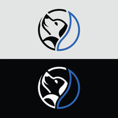 Obraz premium Dog logo design featuring a minimalist style, perfect for veterinary clinics or petrelated businesses, with a clean and modern aesthetic, isolated on white background