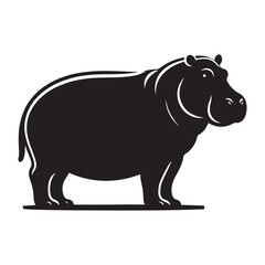 Majestic hippopotamus outline art african wildlife silhouette