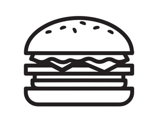 Fresh vegetable burger outline in minimal vector style