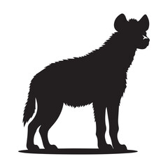 Striking black silhouette of a hyena in profile representing wild africa and its unique fauna
