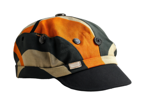 Vintage colorful cap display fashion item isolated on transparent background, png