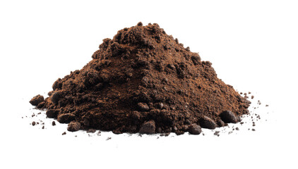 Coffee ground pile kitchen food texture isolated on transparent background, png