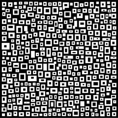 Fototapeta premium An abstract composition of white hollow squares arranged randomly on a black background creating a pattern