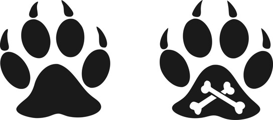 Cute paw print vector icons for dog, cat, and other pets