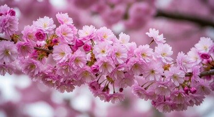 Cherry Blossom Branch with Pink Flowers sakura blooming