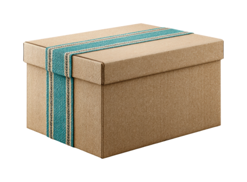 Creative gift packaging ideas home office cardboard box modern isolated on transparent background, png