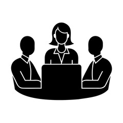 Three People Sitting Around a Table Meeting Discussion Conversation Business Collaboration Strategy Session