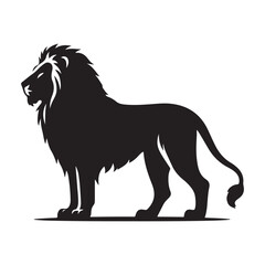 Majestic lion head silhouette with a powerful mane perfect for wildlife and branding